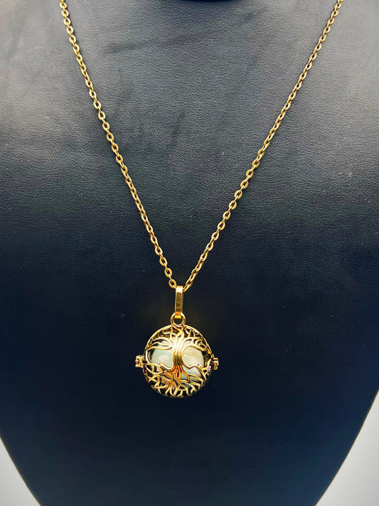 Golden Tree of Life & Amazonite Necklace
